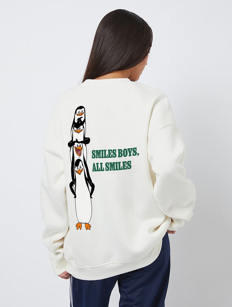 Madagascar x Skinnydip Smile And Wave Sweatshirt In White Hoodies & Sweatshirts Skinnydip London