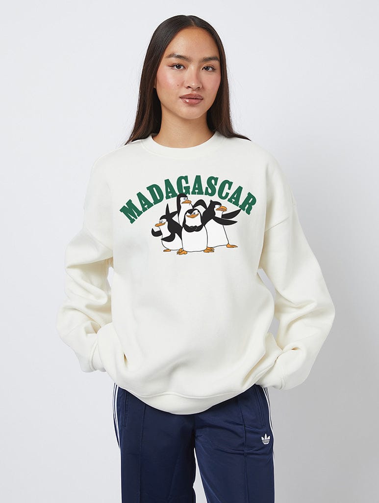 Madagascar x Skinnydip Smile And Wave Sweatshirt In White Hoodies & Sweatshirts Skinnydip London