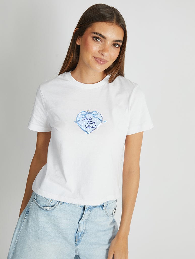 Man's Best Friend Baby T-Shirt In White Tops & T-Shirts Skinnydip London