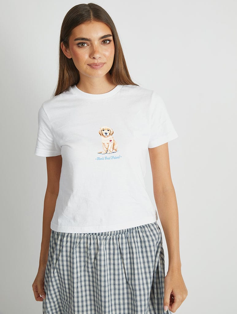 Man's Best Friend Puppy Baby T-Shirt In White Tops & T-Shirts Skinnydip London