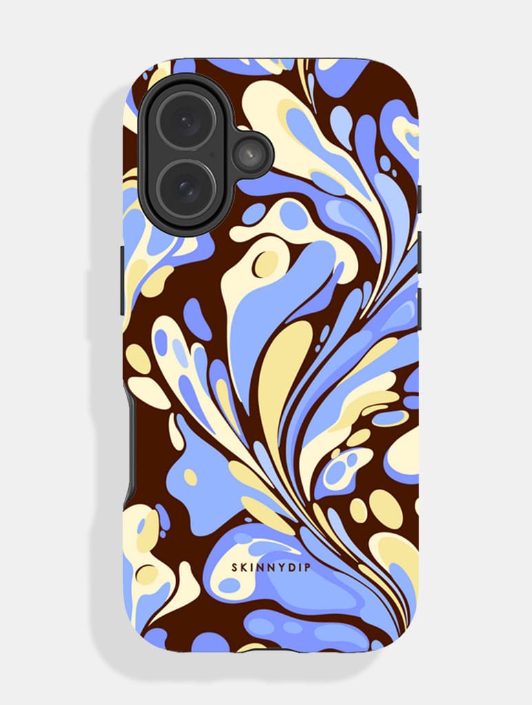 Marble Swirl Brown Blue And Yellow Ultra Protective iPhone Case Phone Cases Skinnydip London