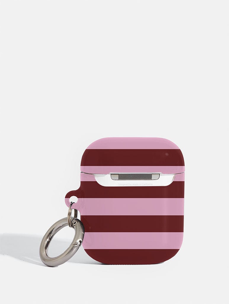 Maroon and Pink Stripes AirPods Case AirPods Cases Skinnydip London