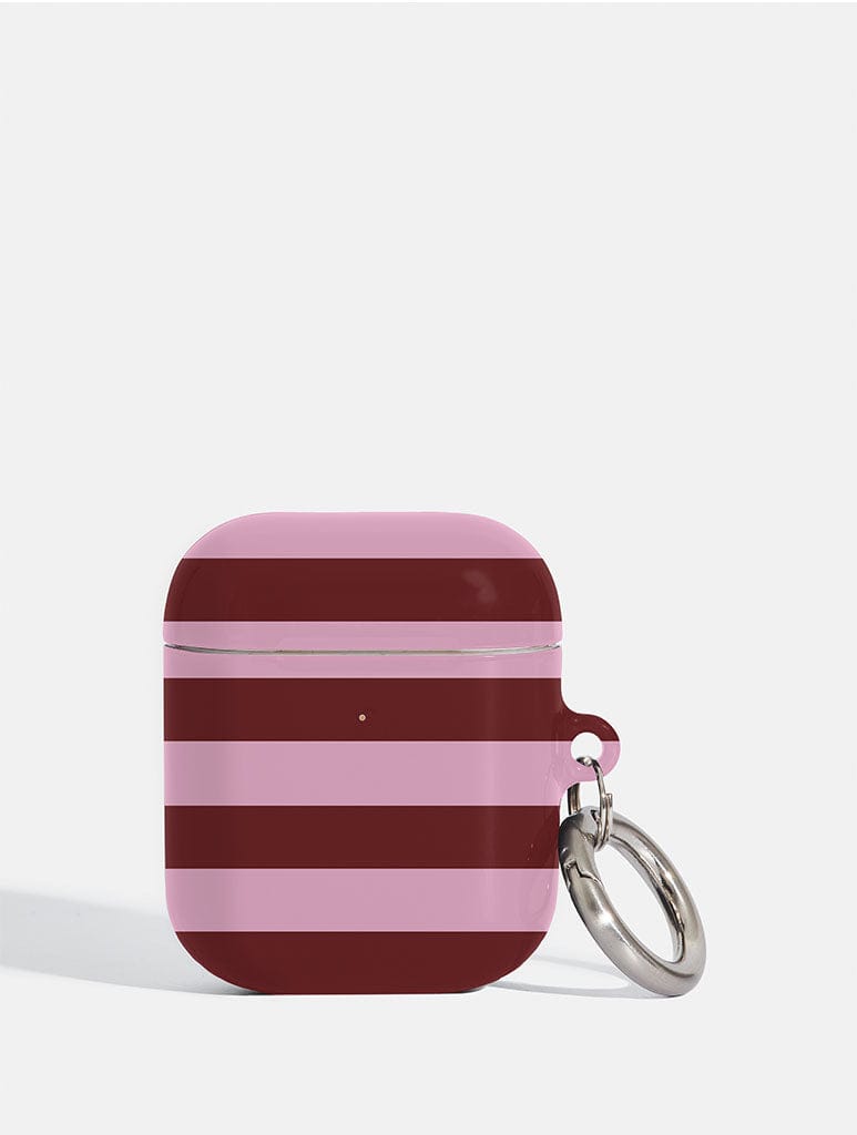 Maroon and Pink Stripes AirPods Case AirPods Cases Skinnydip London