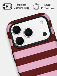 Maroon and Pink Stripes Ultra Protective iPhone Case Phone Cases Skinnydip London