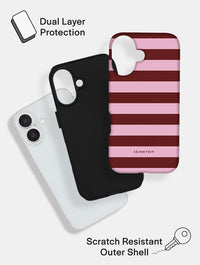 Maroon and Pink Stripes Ultra Protective iPhone Case Phone Cases Skinnydip London