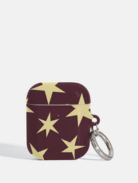 Maroon and Yellow Ditsy Star AirPods Case AirPods Cases Skinnydip London