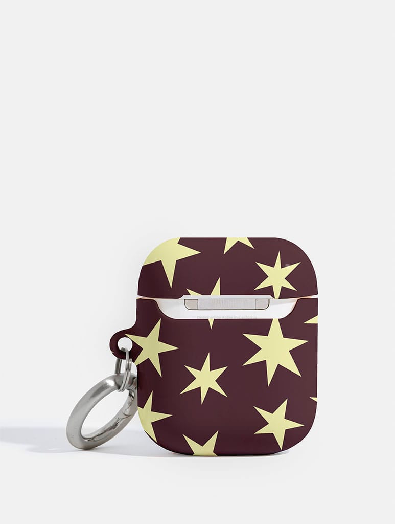 Maroon and Yellow Ditsy Star AirPods Case AirPods Cases Skinnydip London