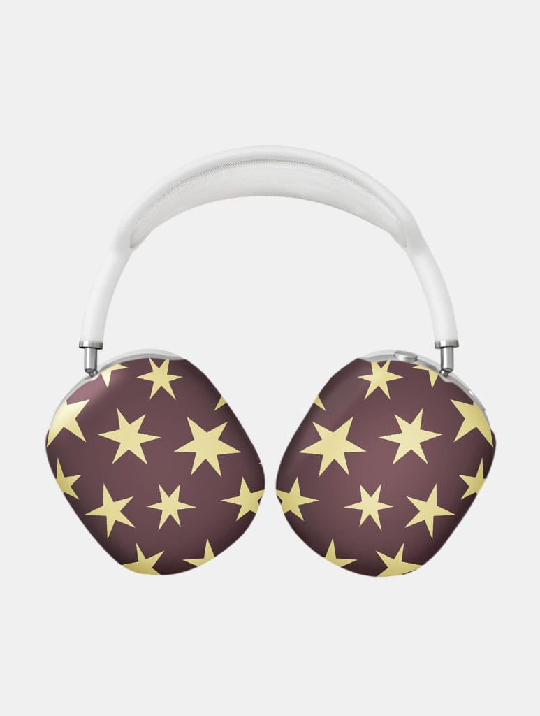 Maroon And Yellow Ditsy Star AirPods Max Case in Gloss AirPods Cases Skinnydip London