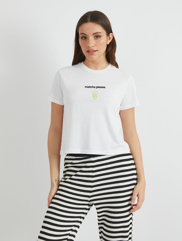 Matcha Please Baby T-Shirt in White Tops & T-Shirts Skinnydip London