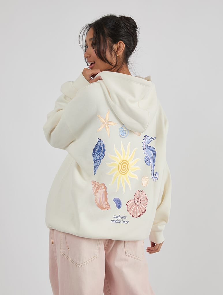 Meet Me At The Beach Hoodie In White Hoodies & Sweatshirts Skinnydip London