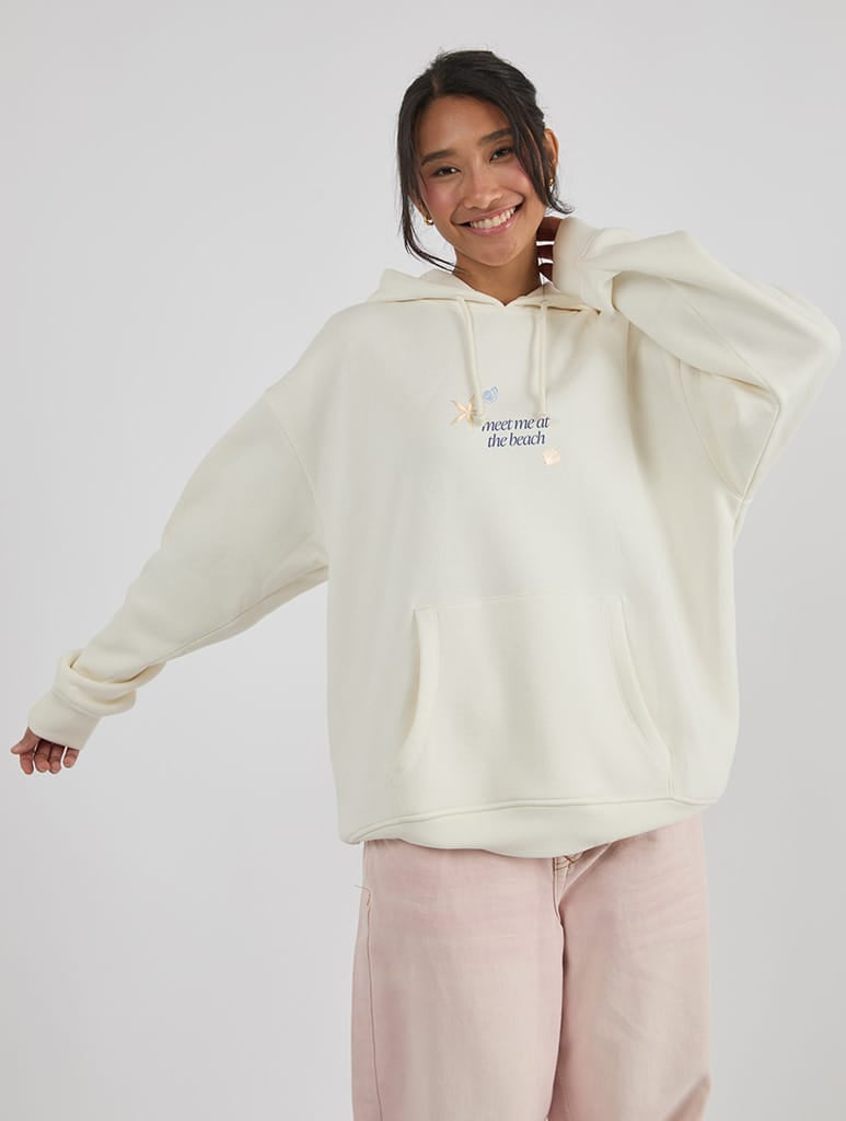 Meet Me At The Beach Hoodie In White Hoodies & Sweatshirts Skinnydip London