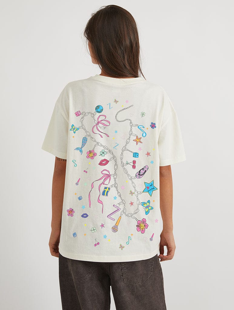 Midnight Sun Charm Belt T-Shirt In White Tops & T-Shirts Skinnydip London