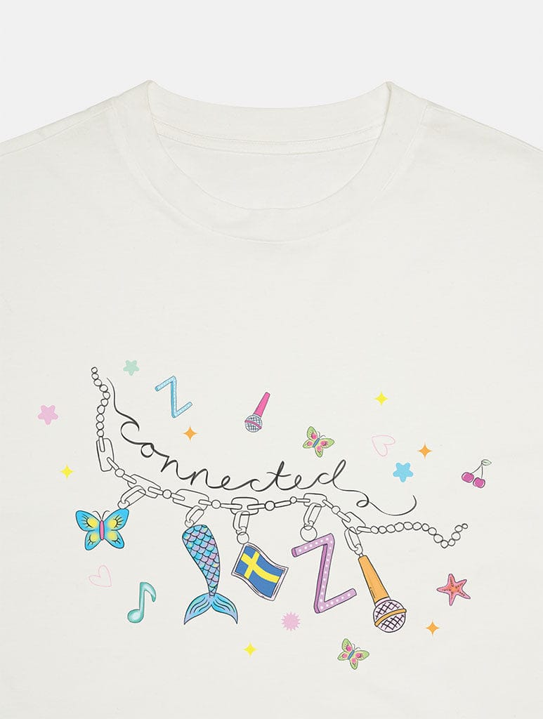 Midnight Sun Charm Belt T-Shirt In White Tops & T-Shirts Skinnydip London