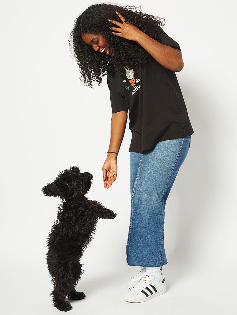 Miffy x Skinnydip Black Oversized T-Shirt Tops & T-Shirts Skinnydip London