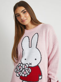 Miffy x Skinnydip Pink Flower Knitted Jumper Jumpers & Cardigans Skinnydip London