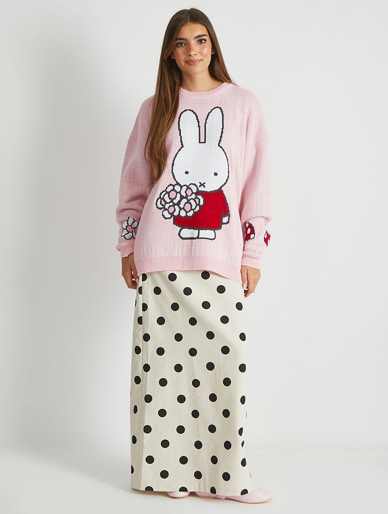Miffy x Skinnydip Pink Flower Knitted Jumper Jumpers & Cardigans Skinnydip London