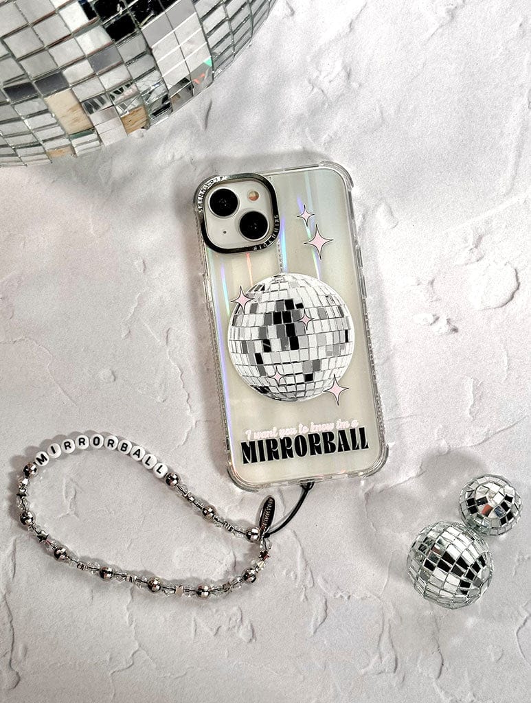 Mirrorball Silver Beaded Phone Strap Phone Grips Skinnydip London