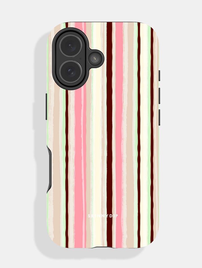 Multi Stripe Fresh Mint And Pink Ultra Protective iPhone Case Phone Cases Skinnydip London
