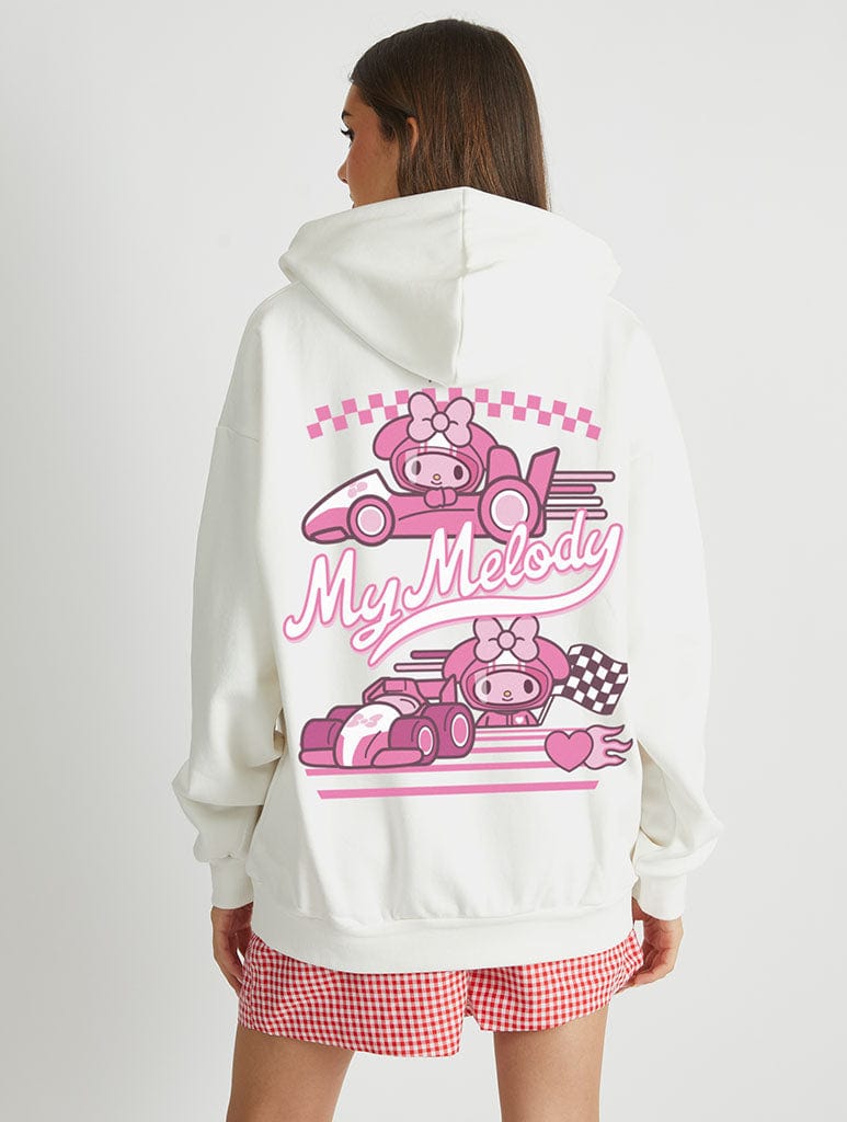 My Melody Race Car Hoodie In White Hoodies & Sweatshirts Skinnydip London