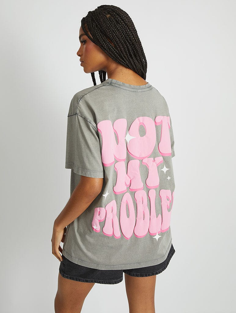 Not My Problem T-Shirt in Acid Wash Tops & T-Shirts Skinnydip London