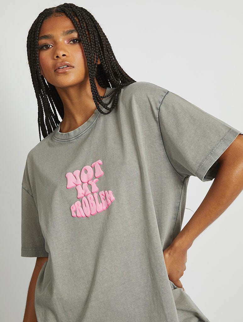 Not My Problem T-Shirt in Acid Wash Tops & T-Shirts Skinnydip London