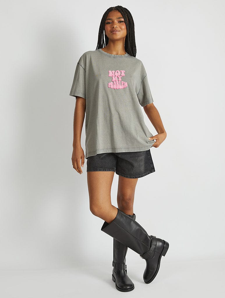 Not My Problem T-Shirt in Acid Wash Tops & T-Shirts Skinnydip London