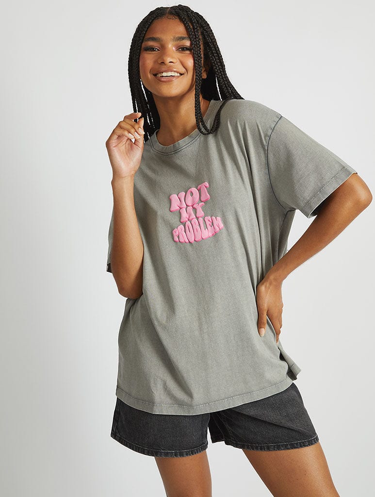 Not My Problem T-Shirt in Acid Wash Tops & T-Shirts Skinnydip London