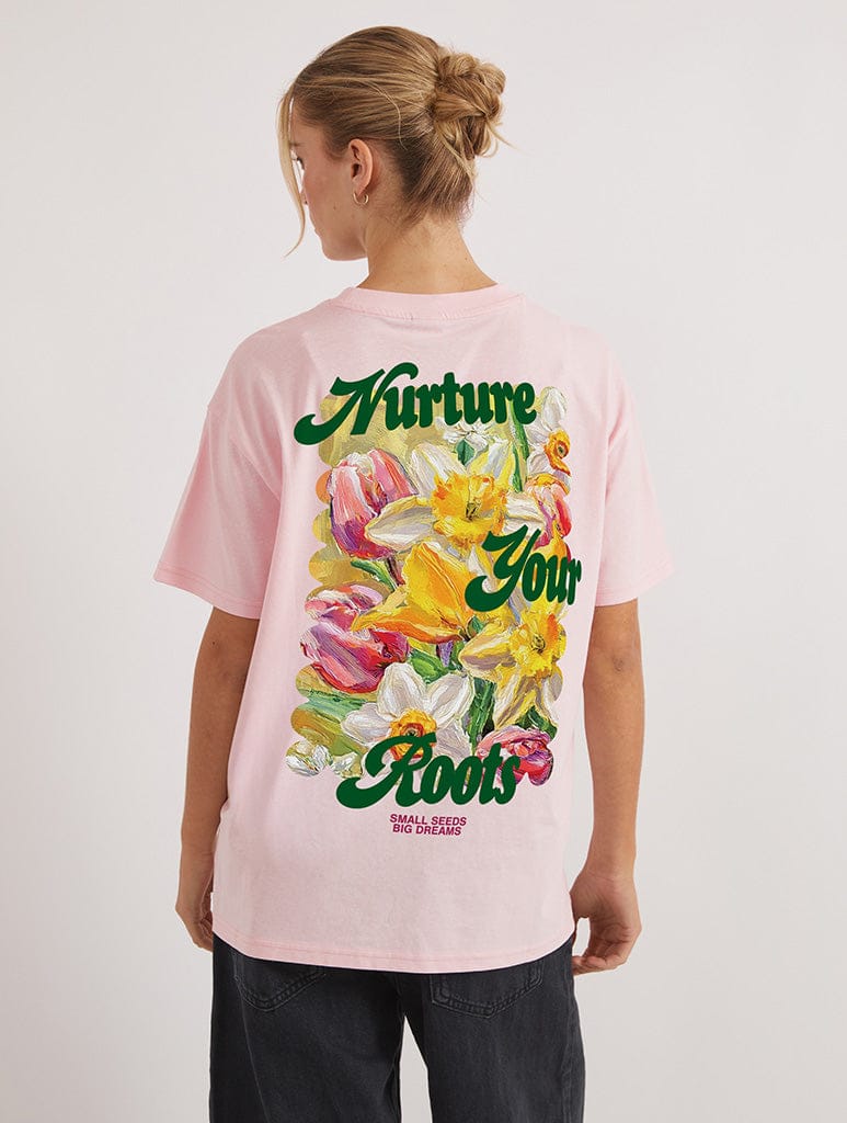 Nurture Your Roots T-Shirt In Pink Tops & T-Shirts Skinnydip London