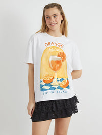 Orange Glow T-Shirt in Ecru Tops & T-Shirts Skinnydip London