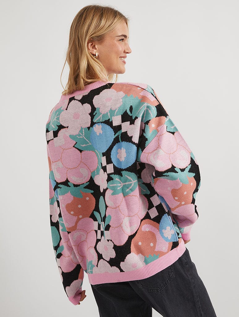 Oversized Fruit Black Knitted Jumper Jumpers & Cardigans Skinnydip London