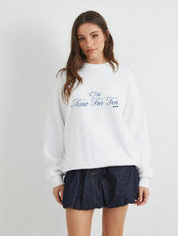 Paddington Afternoon Tea Sweatshirt in Ecru Hoodies & Sweatshirts Skinnydip London
