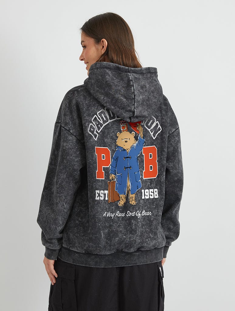 Paddington Varsity Hoodie in Acid Wash Paddington Bear Hoodies