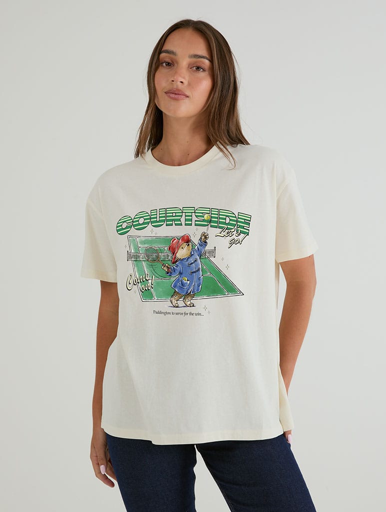 Paddington x Skinnydip Courtside T-Shirt In White Tops & T-Shirts Skinnydip London