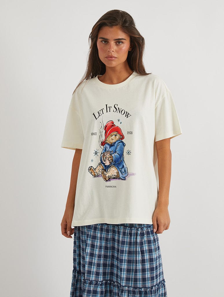 Paddington x Skinnydip Let It Snow T-Shirt In White Tops & T-Shirts Skinnydip London