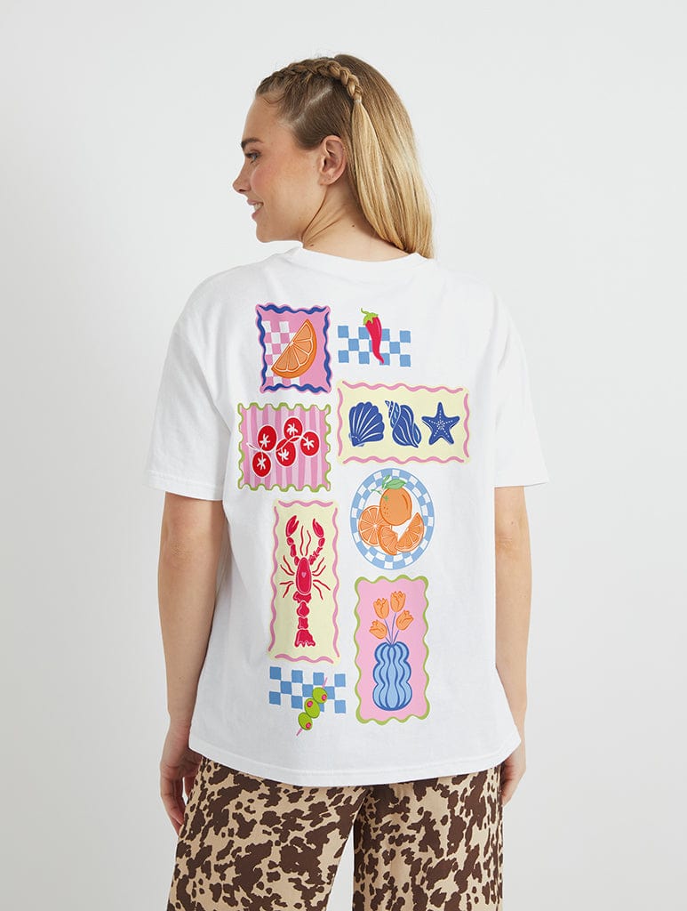 Patchwork Picnic T-Shirt in Ecru Tops & T-Shirts Skinnydip London