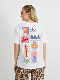 Patchwork Picnic T-Shirt in Ecru Tops & T-Shirts Skinnydip London