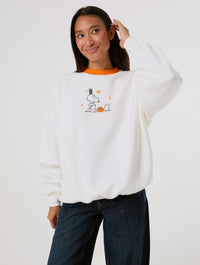Peanuts x Skinnydip Scream Team Sweatshirt in Ecru Hoodies & Sweatshirts Skinnydip London