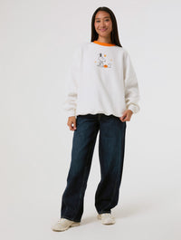 Peanuts x Skinnydip Scream Team Sweatshirt in Ecru Hoodies & Sweatshirts Skinnydip London