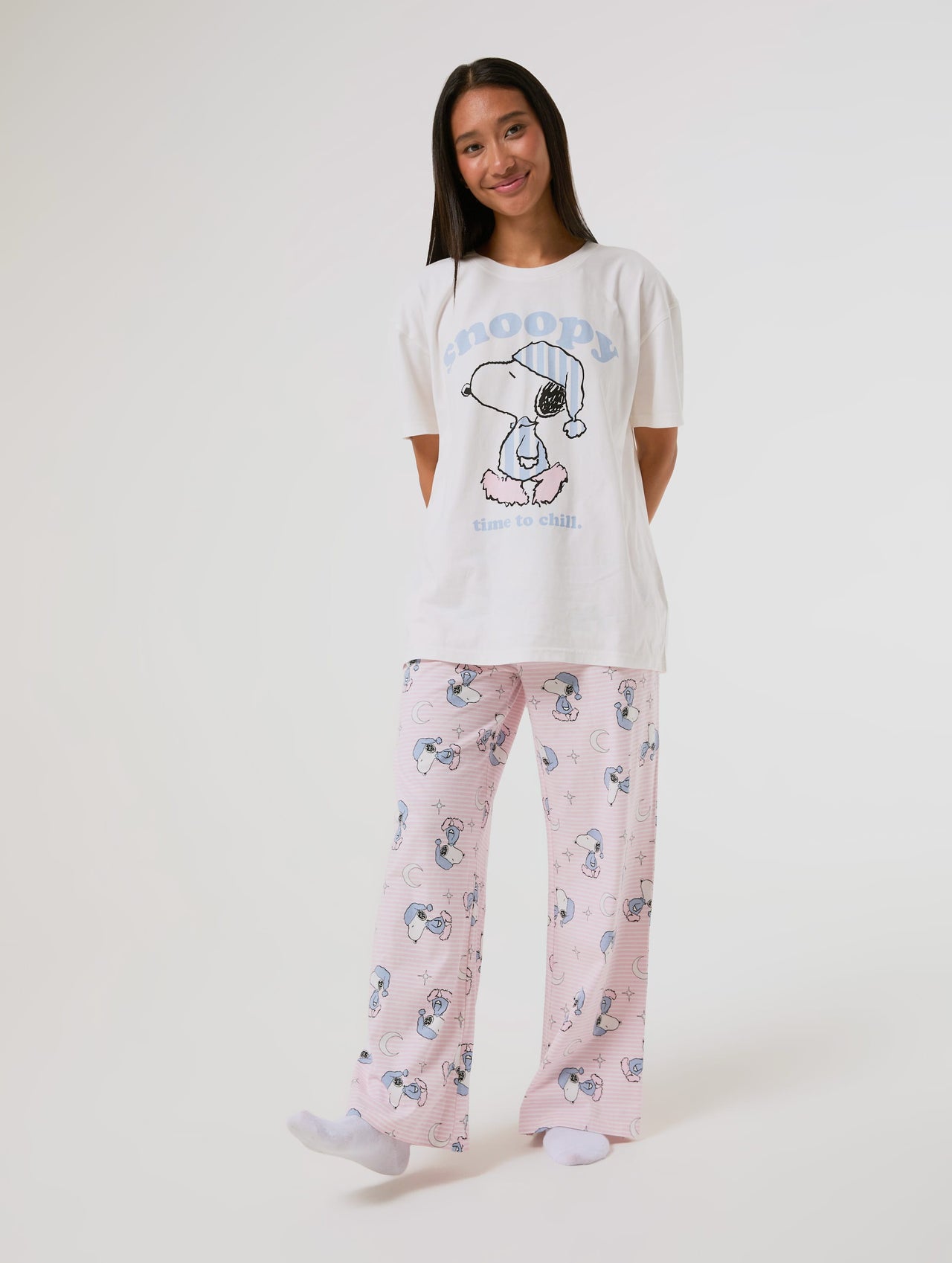 Peanuts x Skinnydip Snoopy Chill T-Shirt and Trouser Set with Eye Mask Lingerie & Nightwear Skinnydip London