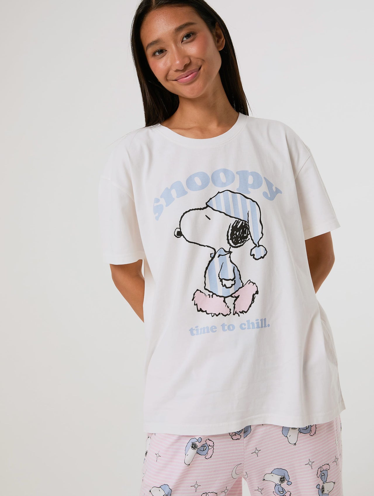 Peanuts x Skinnydip Snoopy Chill T-Shirt and Trouser Set with Eye Mask Lingerie & Nightwear Skinnydip London