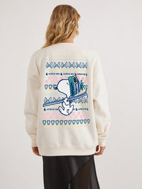 Peanuts x Skinnydip Snoopy Christmas Pattern Sweatshirt in Ecru Hoodies & Sweatshirts Skinnydip London