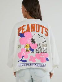 Peanuts x Skinnydip Snoopy Flower Ecru Sweatshirt Hoodies & Sweatshirts Skinnydip London