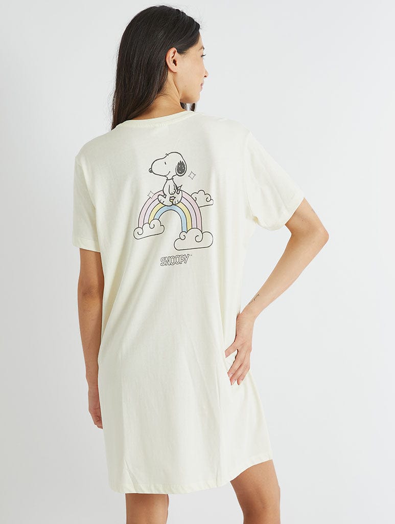 Peanuts x Skinnydip Snoopy Rainbow Night Dress in Ecru Lingerie & Nightwear Skinnydip London