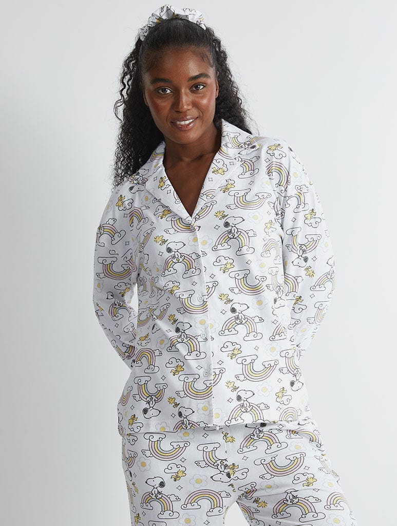 Peanuts x Skinnydip Snoopy Rainbow Print Pyjama Set in Ecru Lingerie & Nightwear Skinnydip London