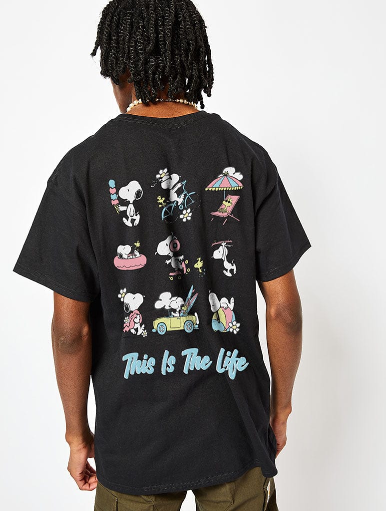 Peanuts x Skinnydip Snoopy This is the Life T-Shirt in Black Tops & T-Shirts Skinnydip London