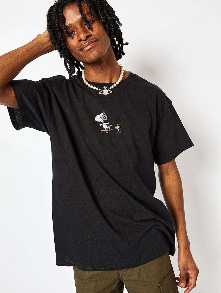 Peanuts x Skinnydip Snoopy This is the Life T-Shirt in Black Tops & T-Shirts Skinnydip London