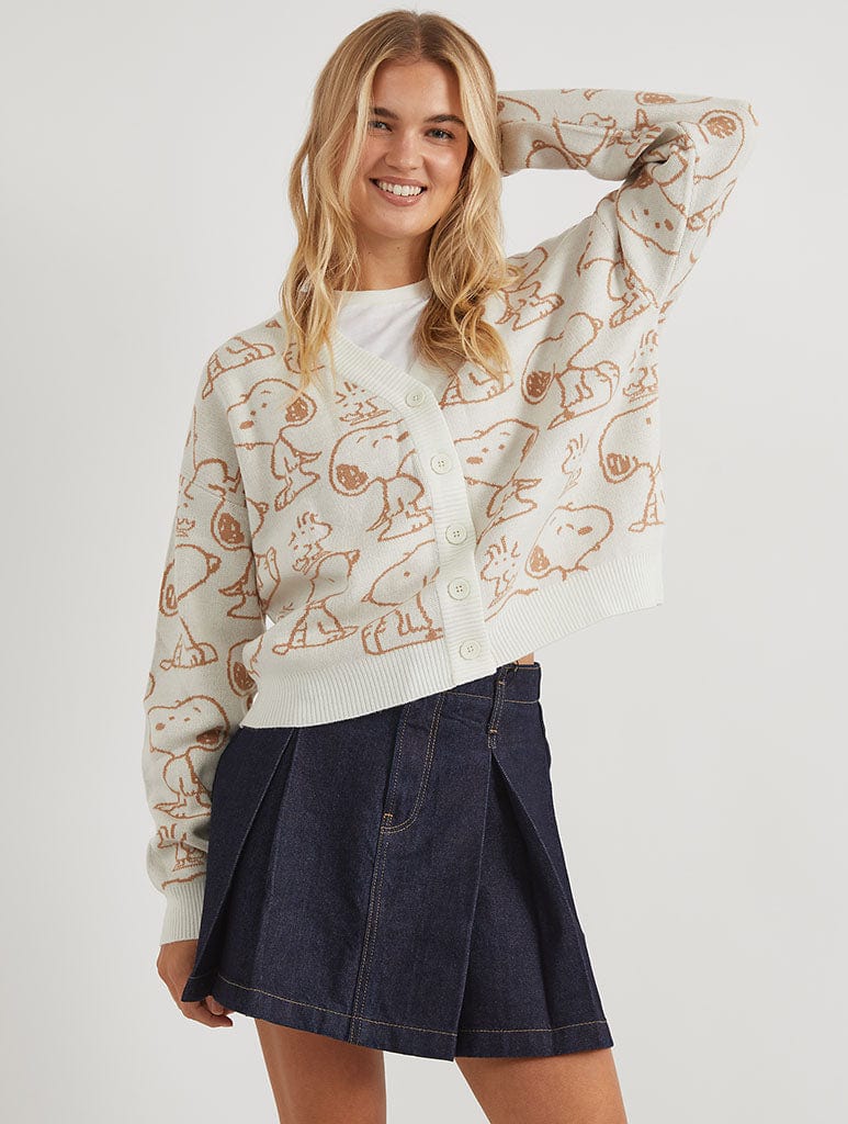 Peanuts x Skinnydip Snoopy Tonal Knitted Cardigan Jumpers & Cardigans Skinnydip London