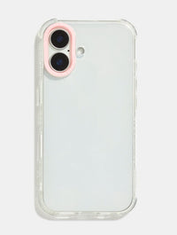 Personalised Clear Base Shock iPhone Case with Pink Camera Hole Phone Cases Skinnydip London