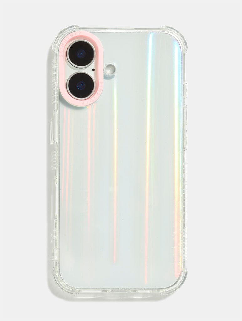 Personalised Holo Base Shock iPhone Case with Pink Camera Hole Phone Cases Skinnydip London