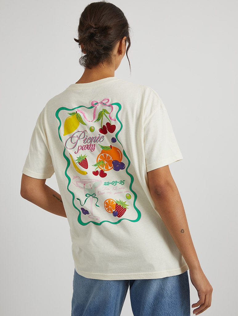 Picnic Party T-Shirt in Ecru Tops & T-Shirts Skinnydip London